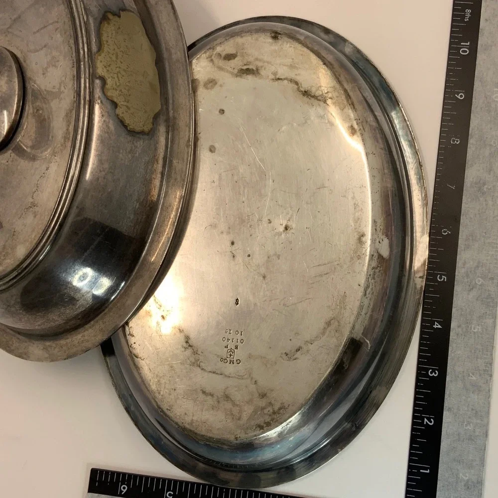 Vintage Gorham Silverplate Oval Covered Serving Dish 01140 Silver 10.5in